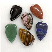 Natural Gemstone Heart Pendant Mixed, approx 25-40mm