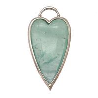 Natural Green Fluorite Heart Pendant Platinum Plated, approx 18-35mm