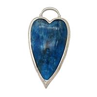 Natural Blue Apatite Heart Pendant Platinum Plated, approx 18-35mm