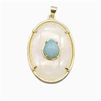 Gemstone Pendant Pave Zircon, Gold plated, approx 26-35mm
