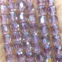 Lt.purple Crystal Glass Barrel Beads Faceted Electroplated, approx 10-11mm, 38pcs per st
