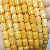 Natural Sponge Jade Tube Beads Yellow Dye, approx 8-12mm