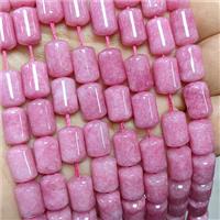 Natural Sponge Jade Tube Beads Pink Dye, approx 8-12mm