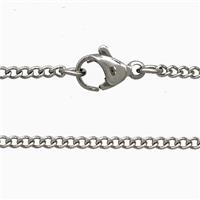 Raw Stainless Steel Necklace Chain, approx 1.8mm, 48cm length