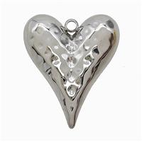 Raw Stainless Steel Heart Pendant Hammered, approx 27-32mm