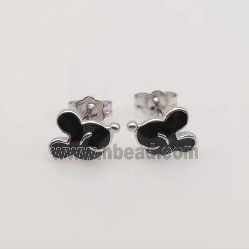 sterling silver Earring studs, black enamel