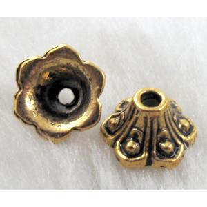 Tibetan Silver Bead Caps, Antique Golden Plated
