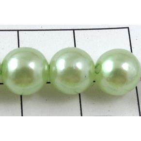 pearlized plastic beads, round, lt.green