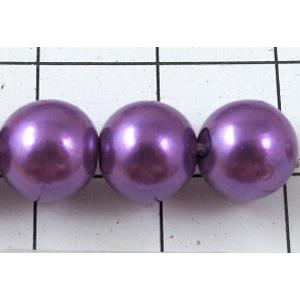 pearlized plastic beads, round, purple