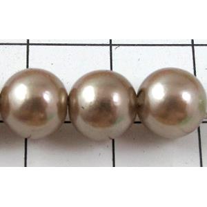pearlized plastic beads, round, coffee