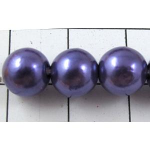 pearlized plastic beads, round, lavender