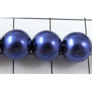 pearlized plastic beads, round, deep-blue