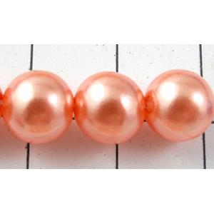 pearlized plastic beads, round, pink