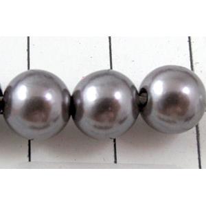 pearlized plastic beads, round, grey