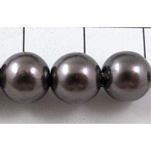 pearlized plastic beads, round, black