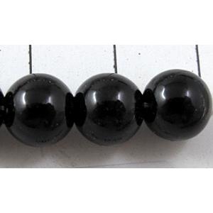 pearlized plastic beads, round, black