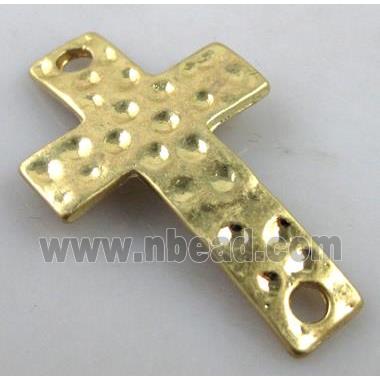 hammered Tibetan Silver Connector Cross, lead free and nickel free, duck-gold