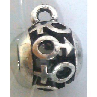 hollow, round tibetan silver hanger bead, lead free and nickel free