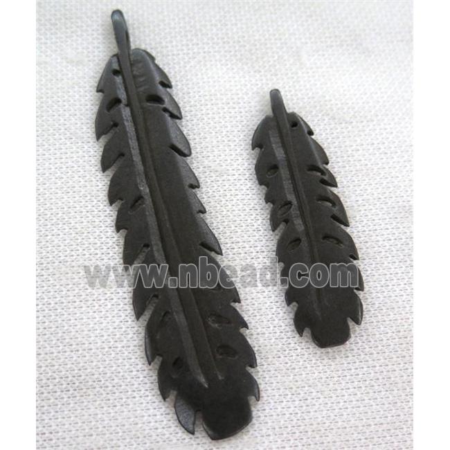 black cattle bone pendant without hole, feather