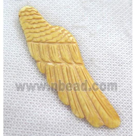 yellow cattle bone pendant, angel wing
