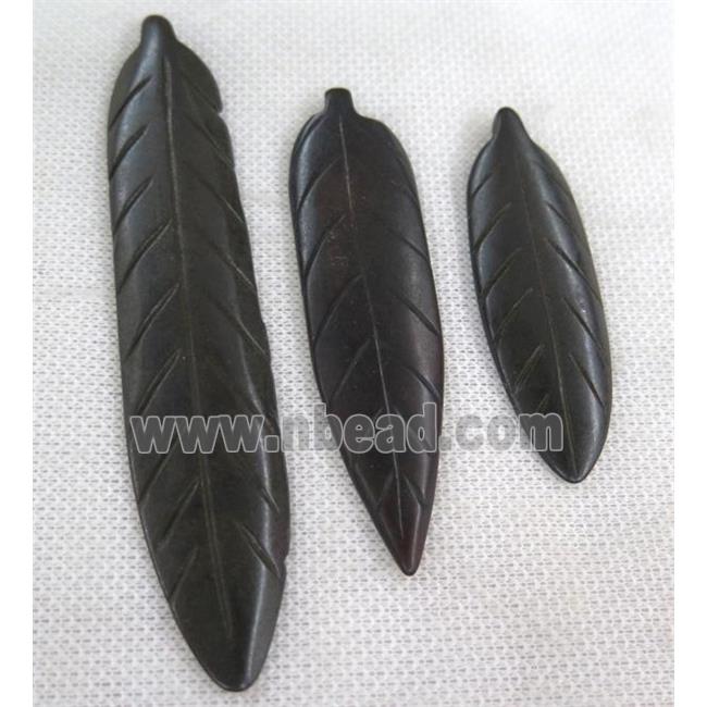 black cattle bone pendant without hole, leaf
