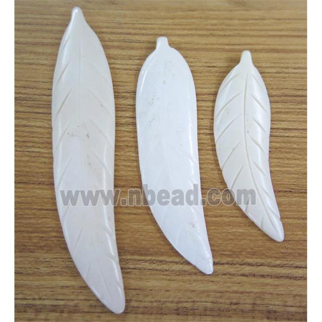 white cattle bone leaf pendant without hole