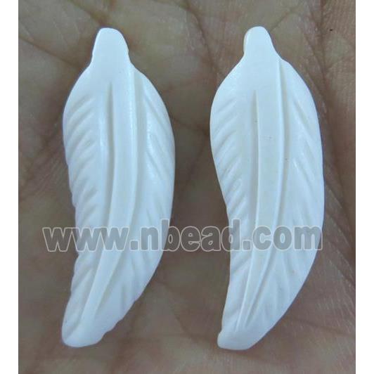 white cattle bone leaf pendant