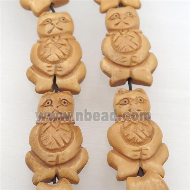 Bone Cat Charms Beads Carved