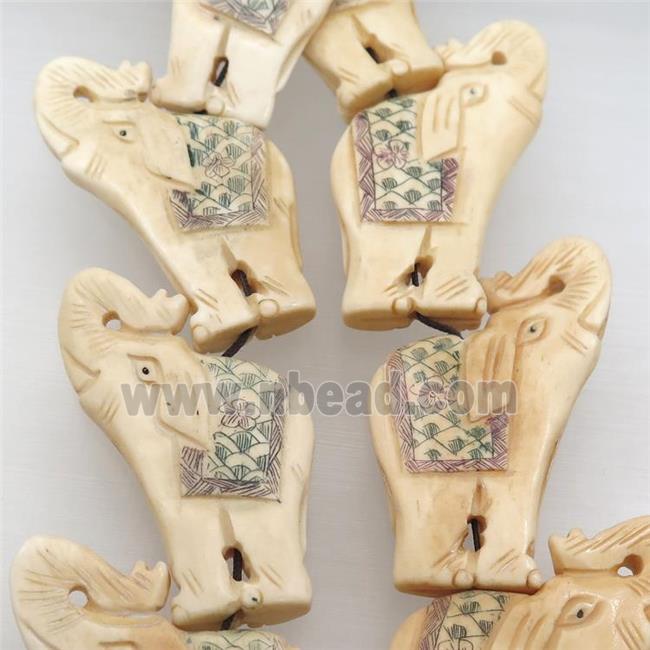 Bone Elephant Beads Carved
