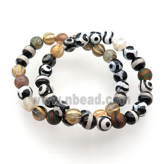 mix stretchy Tibetan Agate bracelet round