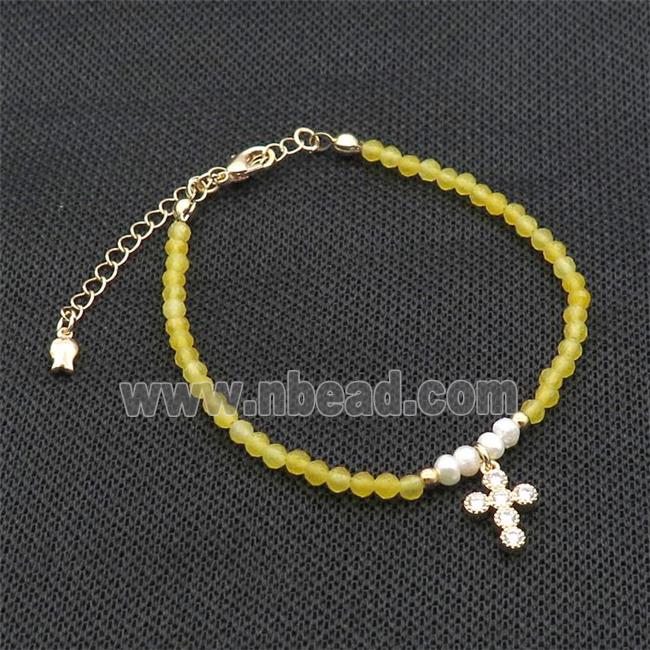 Yellow Agate Bracelet With Pearl