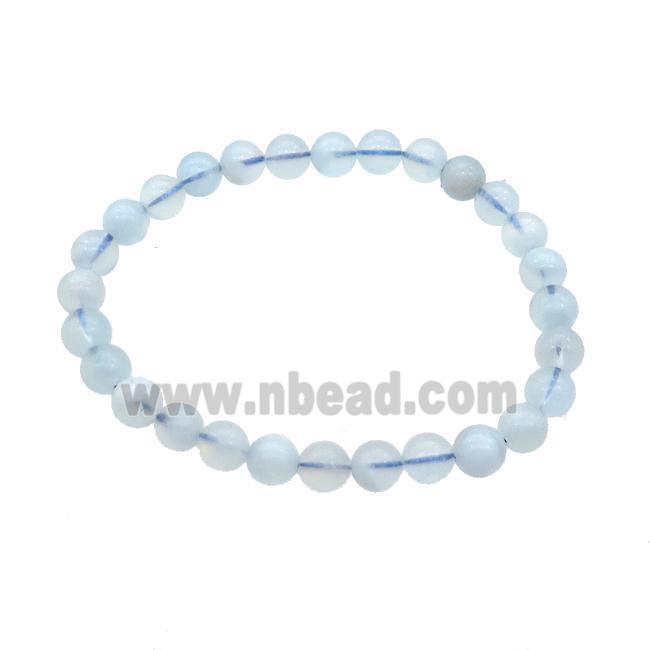 Natural Blue Aquamarine Bracelet Stretchy
