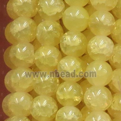 round yellow Crackle Glass beads