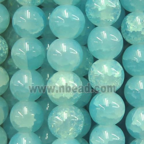round blue Crackle Glass beads