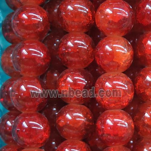round red Crackle Glass beads