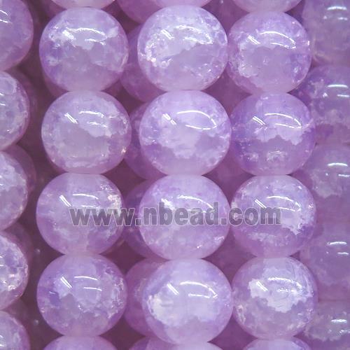 round lt.hotpink Crackle Glass beads