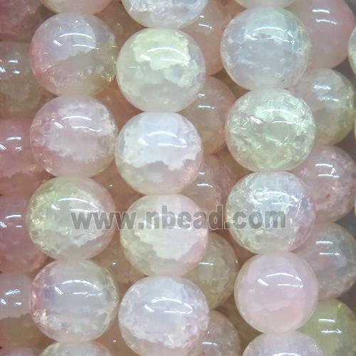 round lt.pink Crackle Glass beads