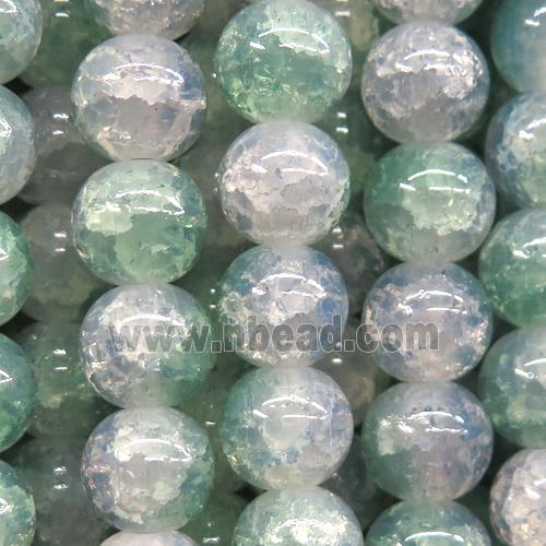 round lt.green Crackle Glass beads