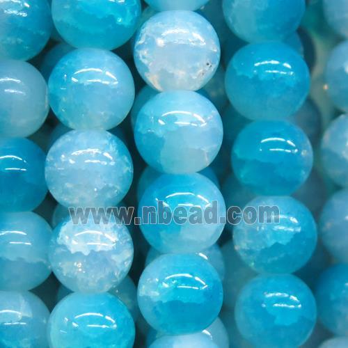 round aqua Crackle Glass beads