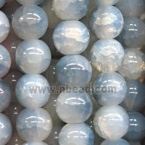 round gray Crackle Glass beads