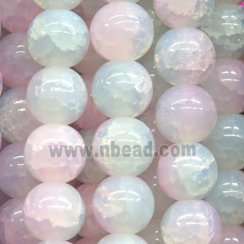 round lt.pink Crackle Glass beads