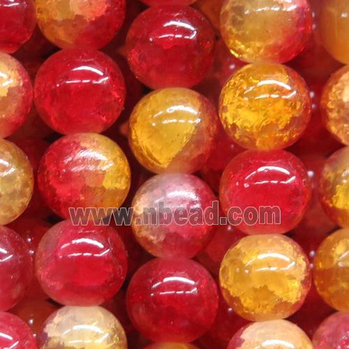round orange Crackle Glass beads