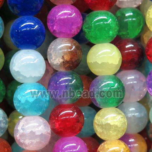 round Crackle Glass beads, mix color