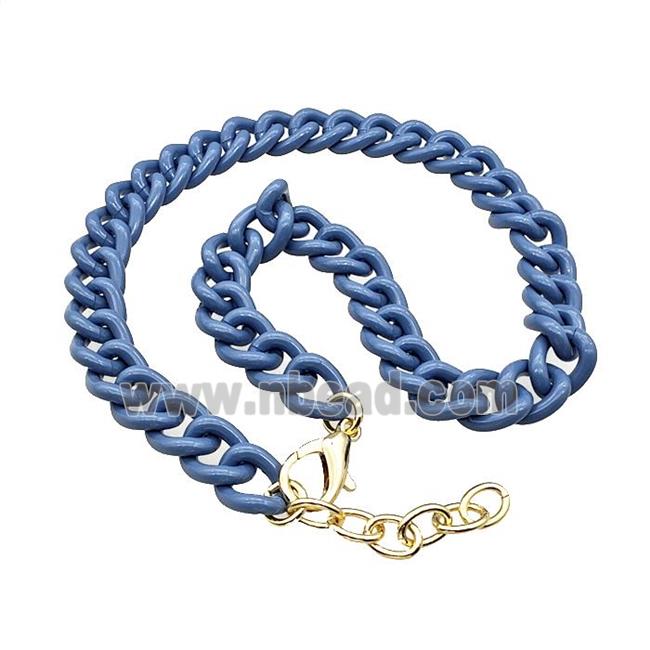 Aluminium Necklace Blue Painted