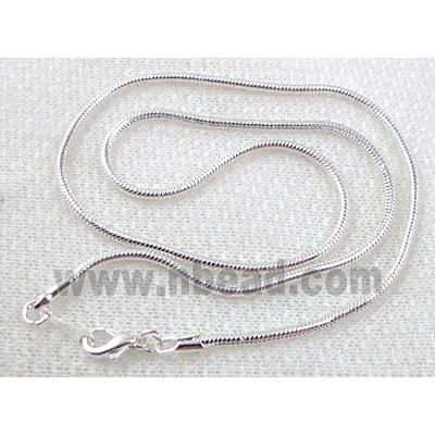 silver plated copper Necklace, snake chain, nickel free