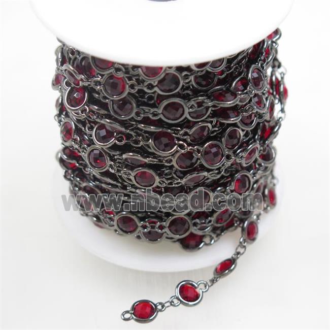 copper chain with ruby Chinese crystal glass, black plated