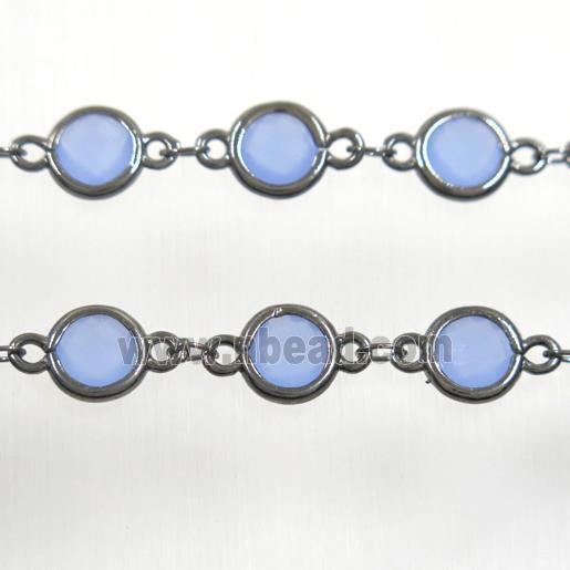 copper chain with blue Chinese crystal glass, black plated
