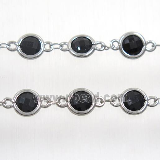 copper chain with black Chinese crystal glass, platinum plated