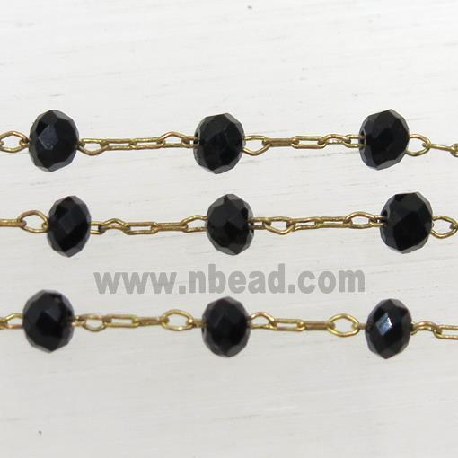 copper chain with black Chinese crystal glass bead