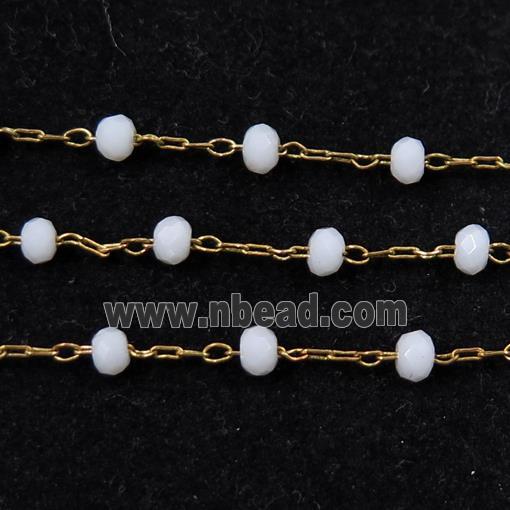 copper chain with white Chinese crystal glass bead